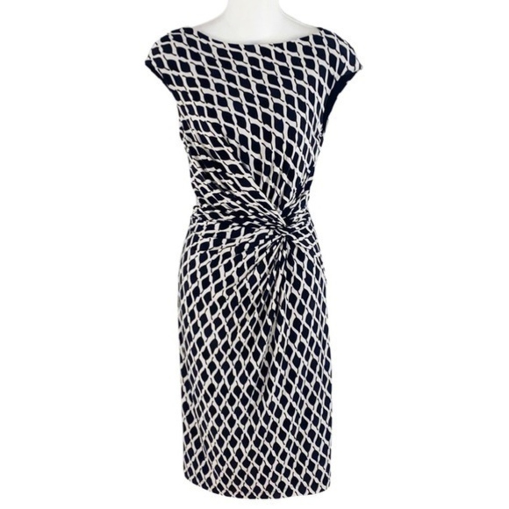Ralph Lauren black off white leaf print jersey dress 4